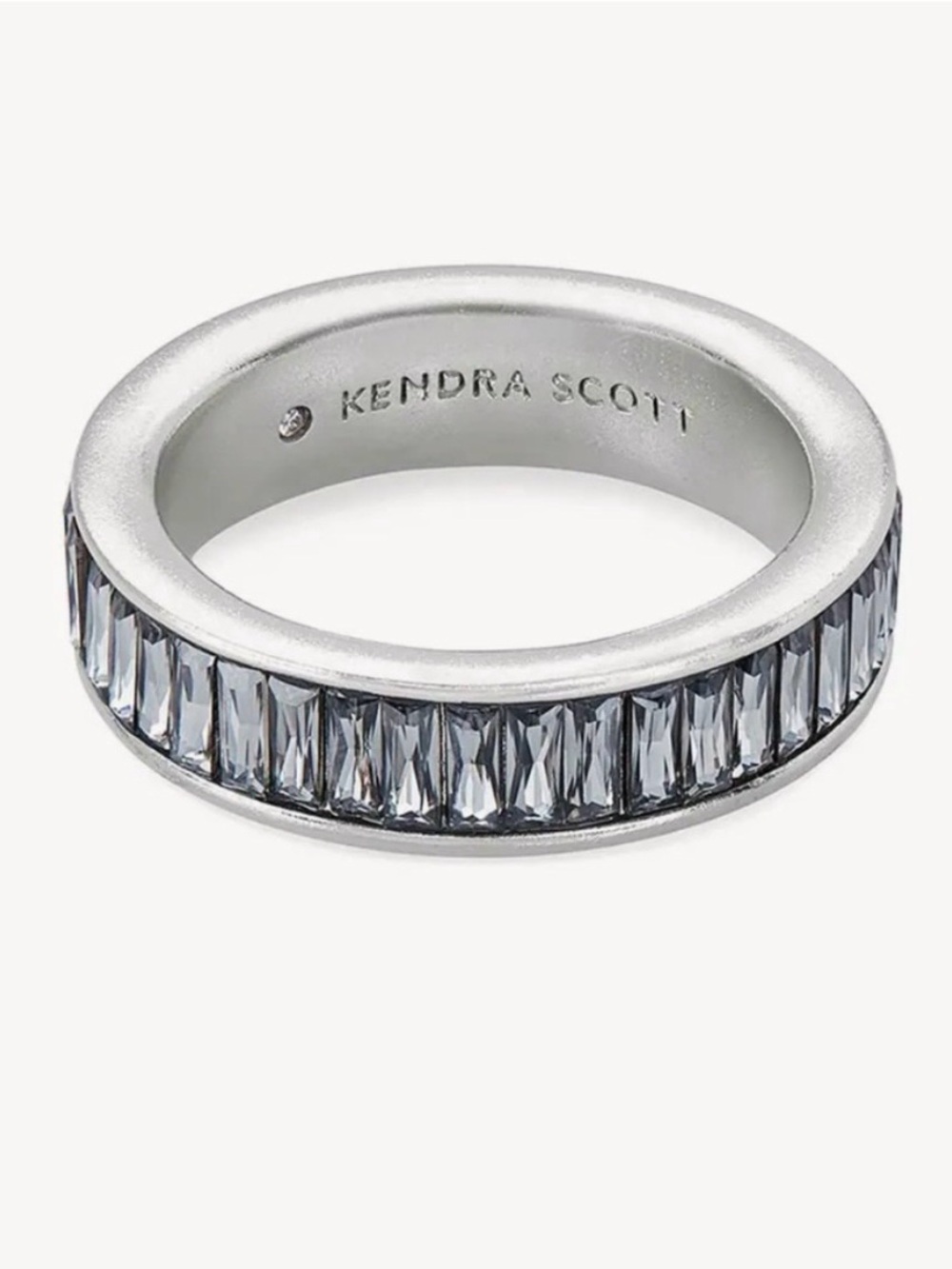 Kendra Scott Silver Baguette-Style Crystal Eternity Ring